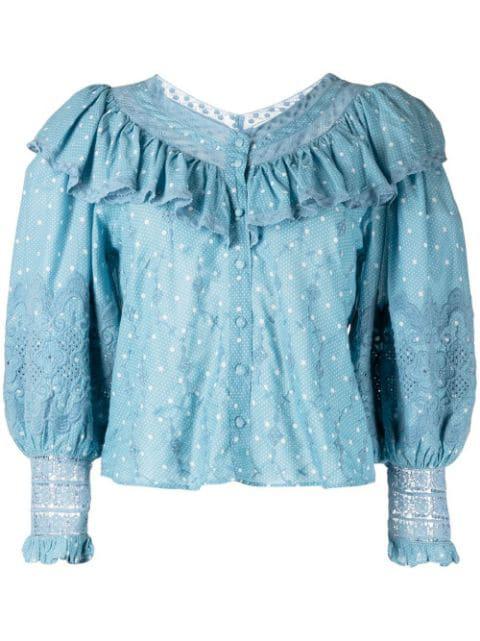 Bunnie broderie-anglaise blouse by LOVESHACKFANCY