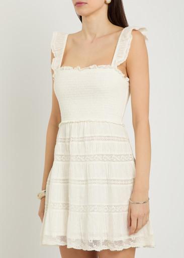 Colbera lace-trim cotton mini dress by LOVESHACKFANCY
