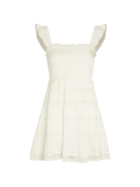 Colbera shirred ruffled-sleeve mini dress by LOVESHACKFANCY