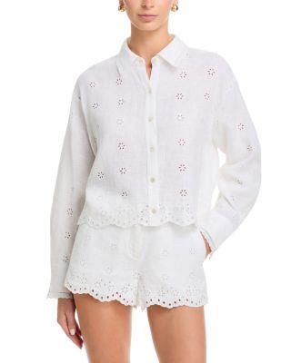Delano Linen Blouse by LOVESHACKFANCY