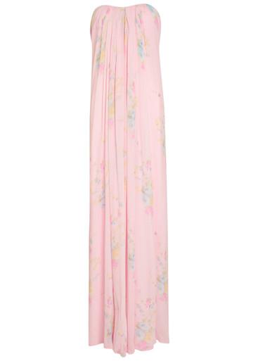 Emara floral strapless chiffon maxi dress by LOVESHACKFANCY