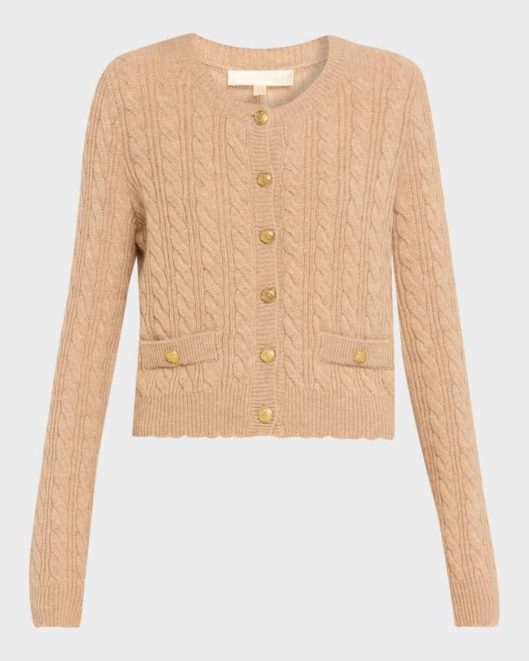 Eugenie Cable-Knit Wool Cashmere Cardigan by LOVESHACKFANCY