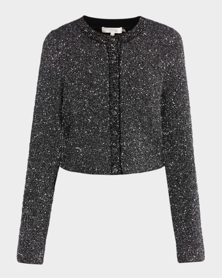 Ferra Sequined Knit Cardigan by LOVESHACKFANCY