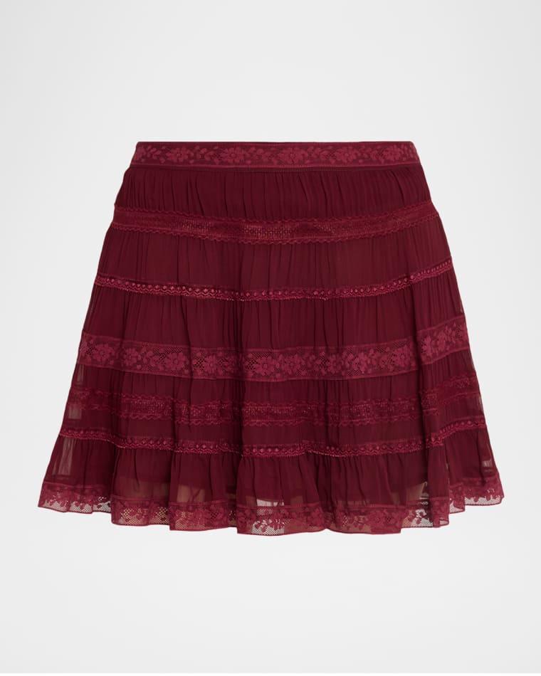 Fleetta Lace Mini Skirt by LOVESHACKFANCY