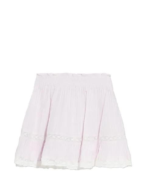Gloriana pleated lace-detail mini skirt by LOVESHACKFANCY