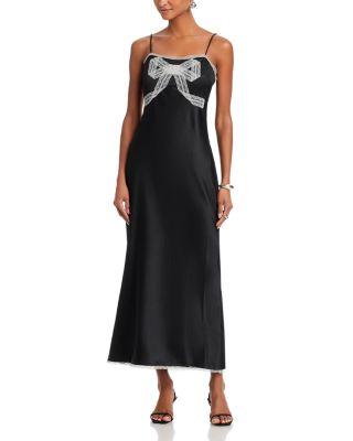 Isolie Lace Bow Crepe Maxi Dress by LOVESHACKFANCY