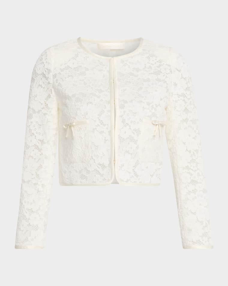 Junetta Floral Lace Cropped Jacket by LOVESHACKFANCY