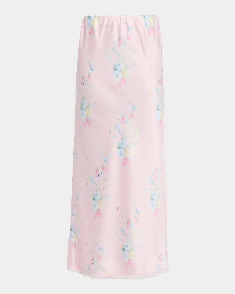 Kalo Satin Maxi Skirt by LOVESHACKFANCY