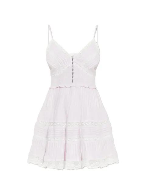 Krista lace-detail smocked mini dress by LOVESHACKFANCY