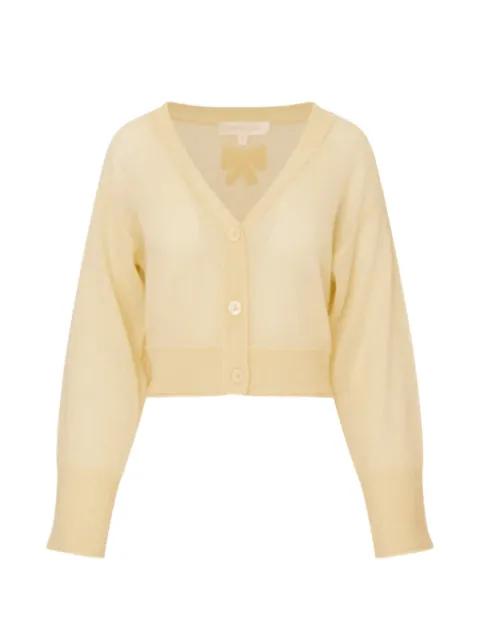 Lawrence bow-patch cashmere cardigan by LOVESHACKFANCY