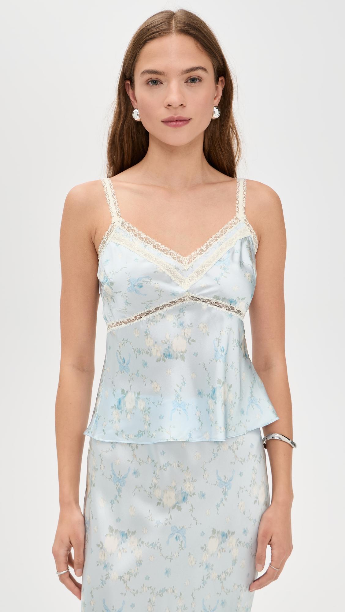 Lirena Silk Top by LOVESHACKFANCY