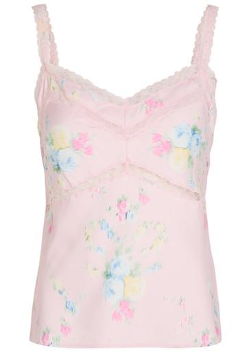 Lirena floral-print satin cami top by LOVESHACKFANCY