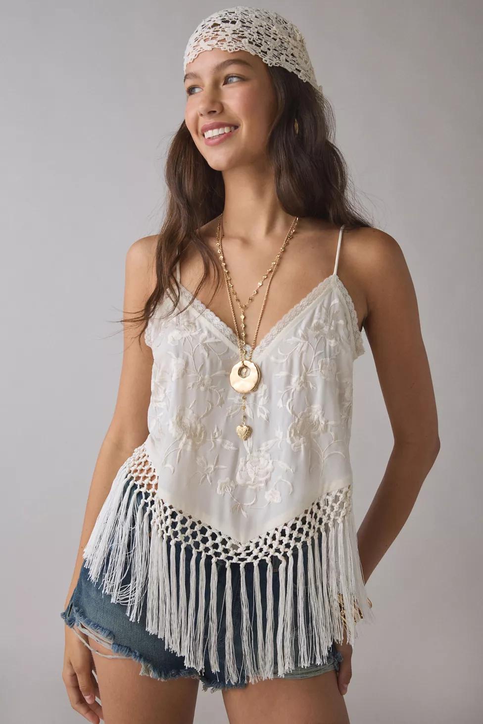 LoveShackFancy Annemarie Fringed Tank Top by LOVESHACKFANCY