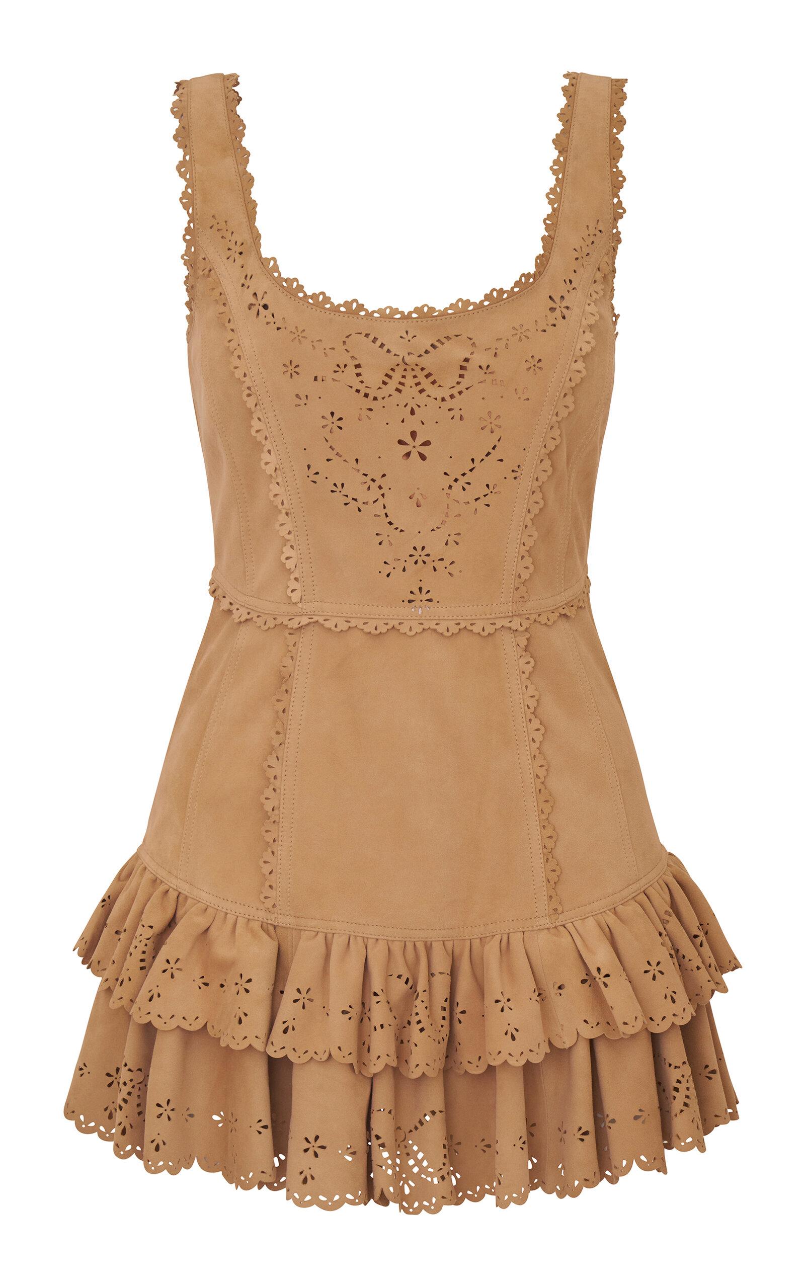 LoveShackFancy Chrysanthe Ruffled Leather Mini Dress - Moda Operandi by LOVESHACKFANCY