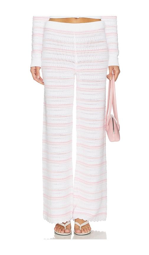 LoveShackFancy Clarabeth Pants in Pink,White by LOVESHACKFANCY