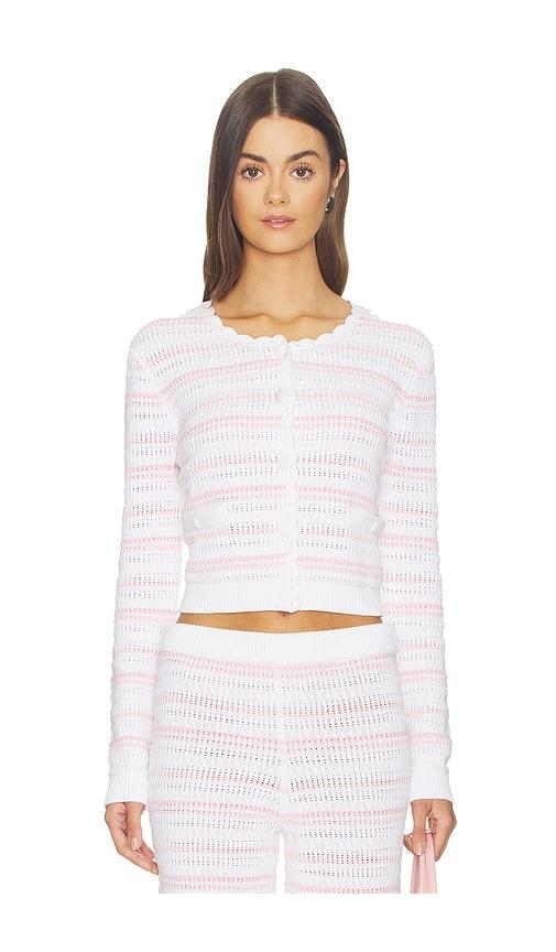 LoveShackFancy Dessa Cardigan in Pink,White by LOVESHACKFANCY