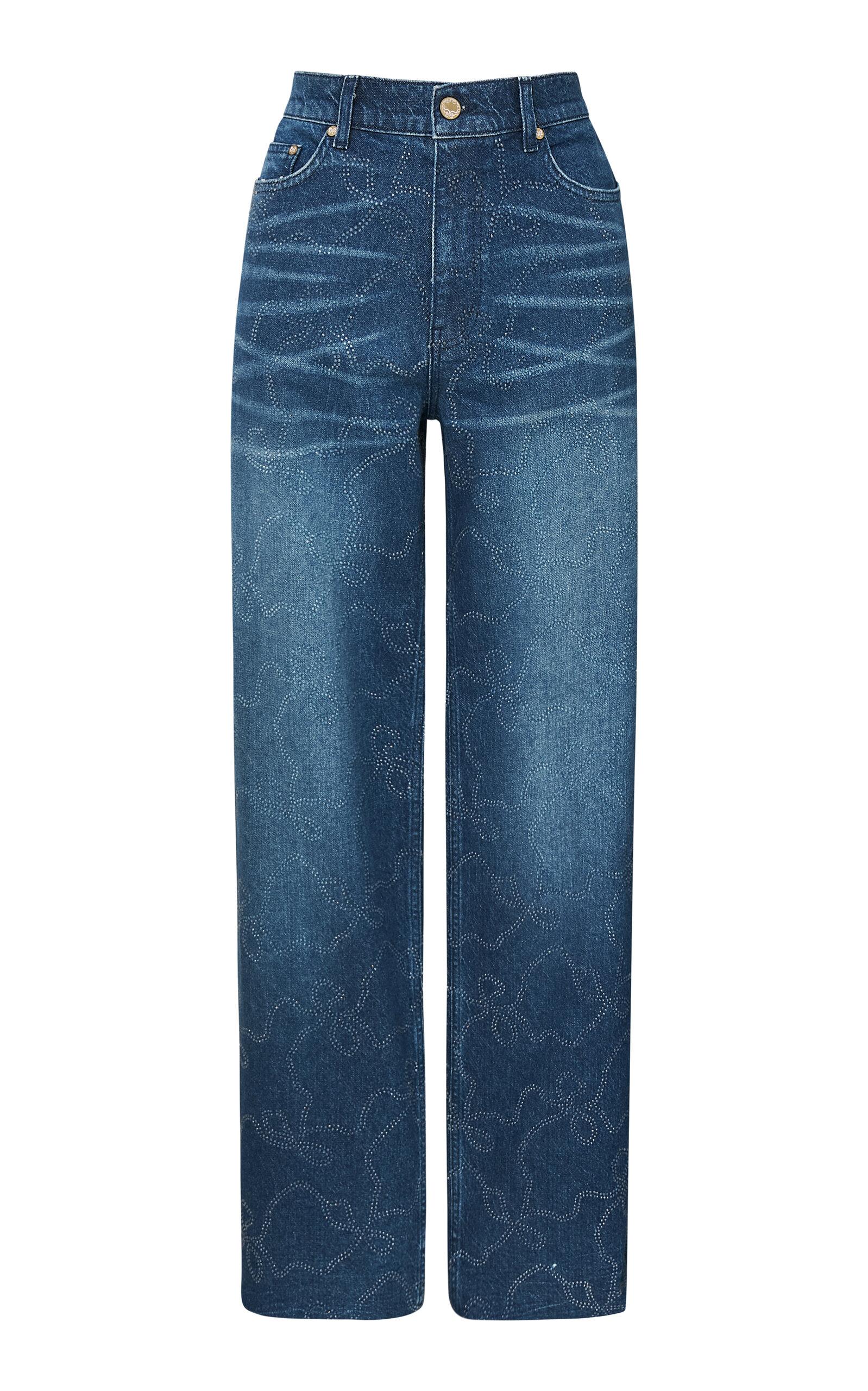 LoveShackFancy Dessa Crystal Bow Jeans - Moda Operandi by LOVESHACKFANCY