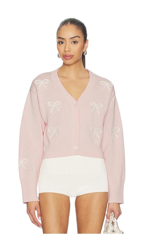 LoveShackFancy Francette Cardigan Top in Pink by LOVESHACKFANCY