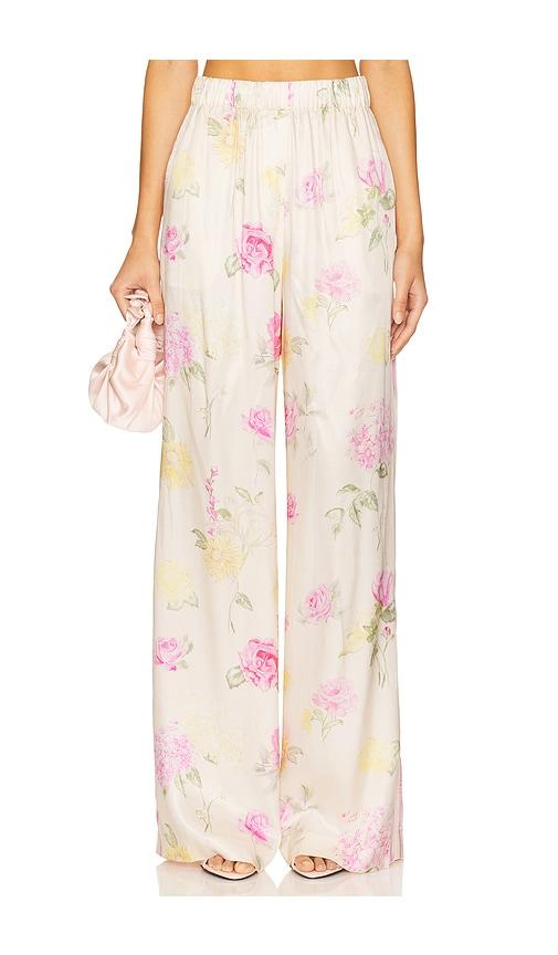 LoveShackFancy Helia Pant in Cream,Rose by LOVESHACKFANCY