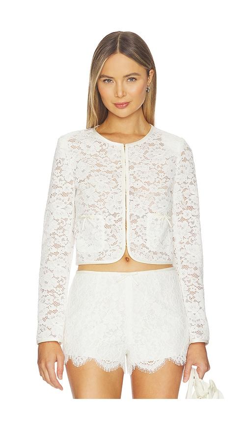 LoveShackFancy Junetta Jacket in Ivory by LOVESHACKFANCY