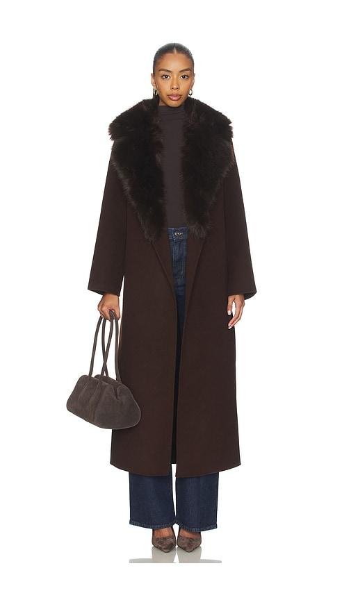 LoveShackFancy Kenzia Coat in Chocolate by LOVESHACKFANCY