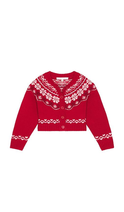 LoveShackFancy Kids Wrenna Cardigan in Red by LOVESHACKFANCY