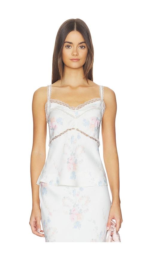 LoveShackFancy Lirena Top in White,Pink by LOVESHACKFANCY