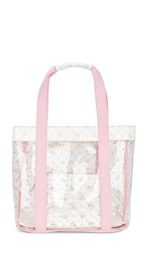 LoveShackFancy Marjorie Tote Bag in White,Pink by LOVESHACKFANCY
