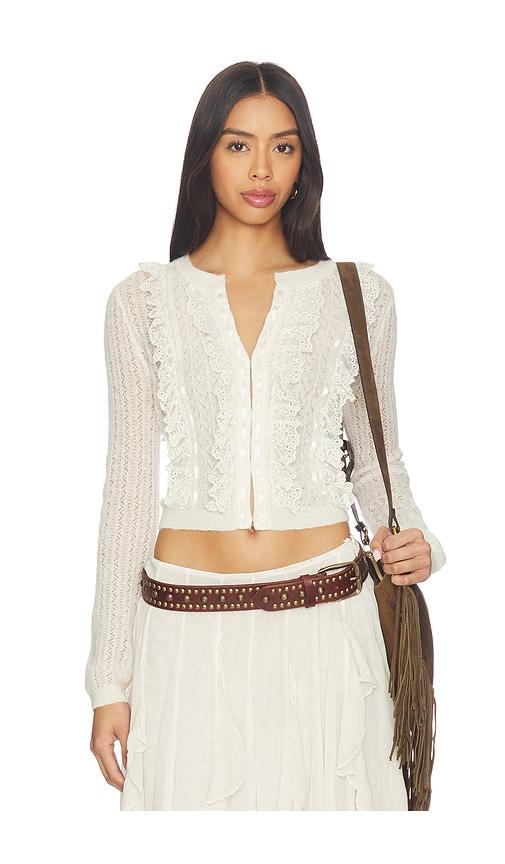 LoveShackFancy Melisse Cardigan in Cream by LOVESHACKFANCY
