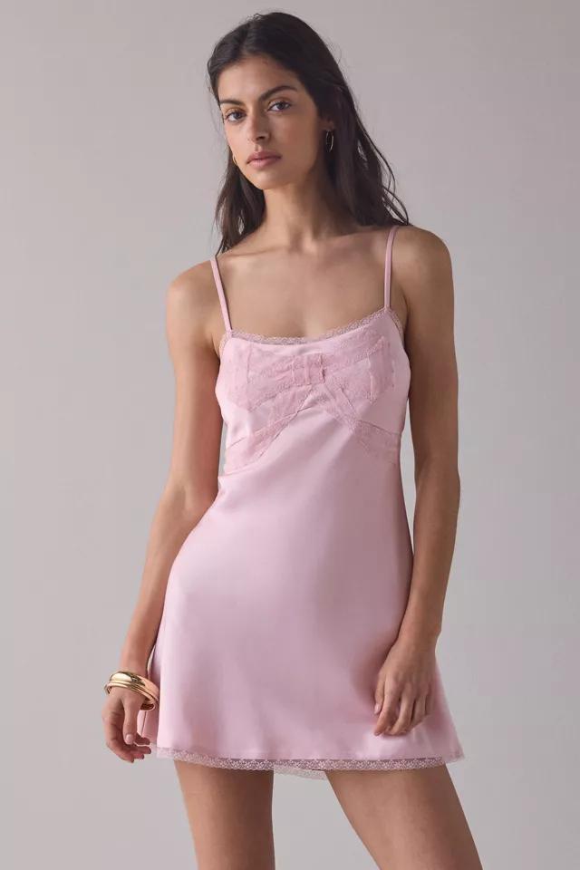 LoveShackFancy Mirelis Lace Bow Detail Crepe Mini Dress by LOVESHACKFANCY