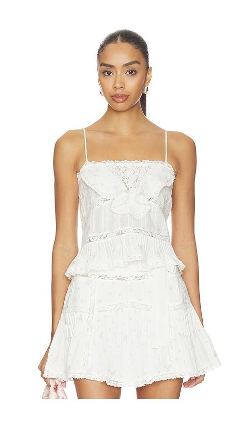 LoveShackFancy Ondeline Cami Top in White by LOVESHACKFANCY