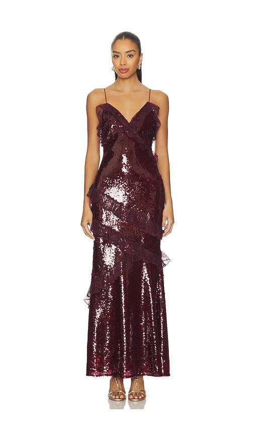 LoveShackFancy Rialto Dress in Burgundy by LOVESHACKFANCY