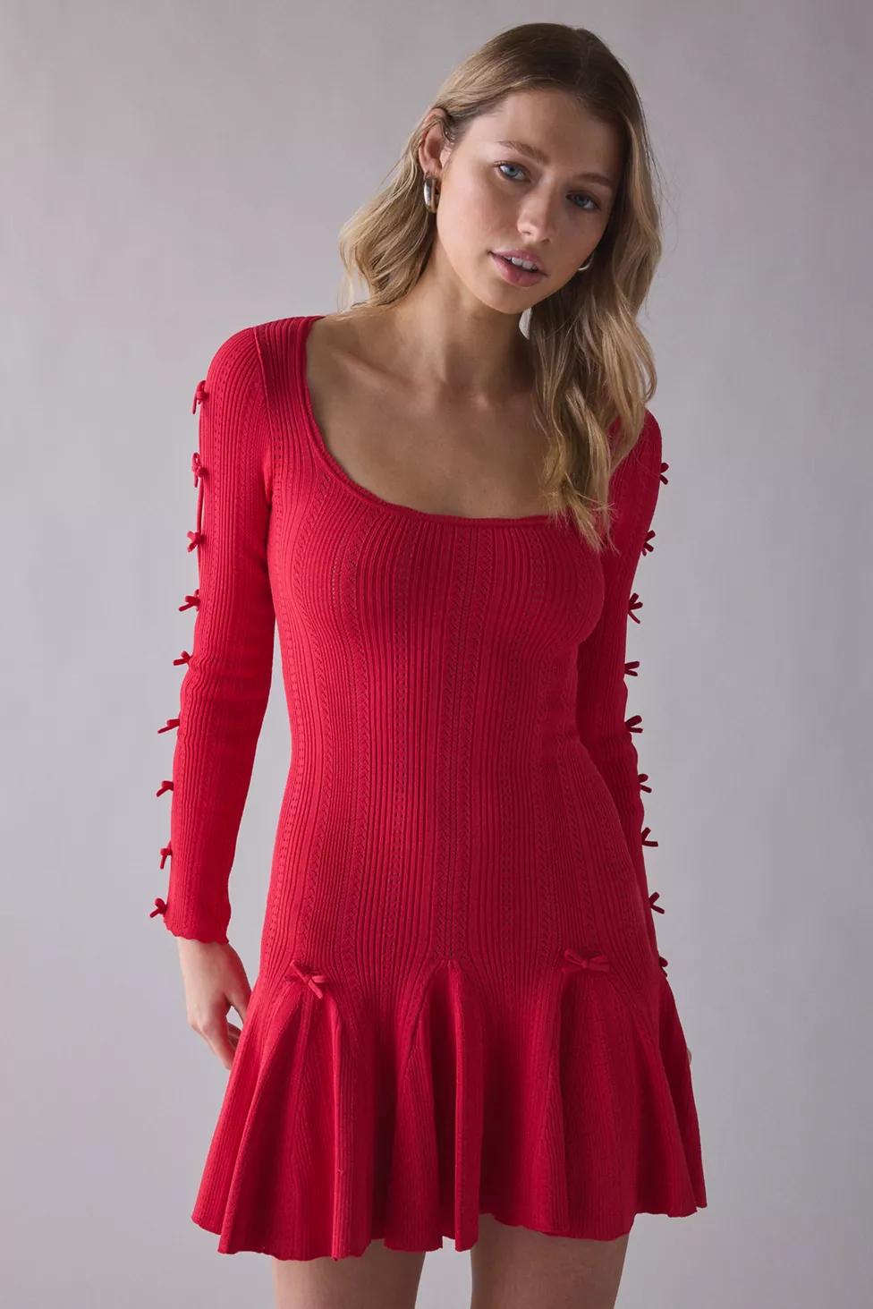 LoveShackFancy Seychelle Ribbed Pointelle Knit Mini Dress by LOVESHACKFANCY