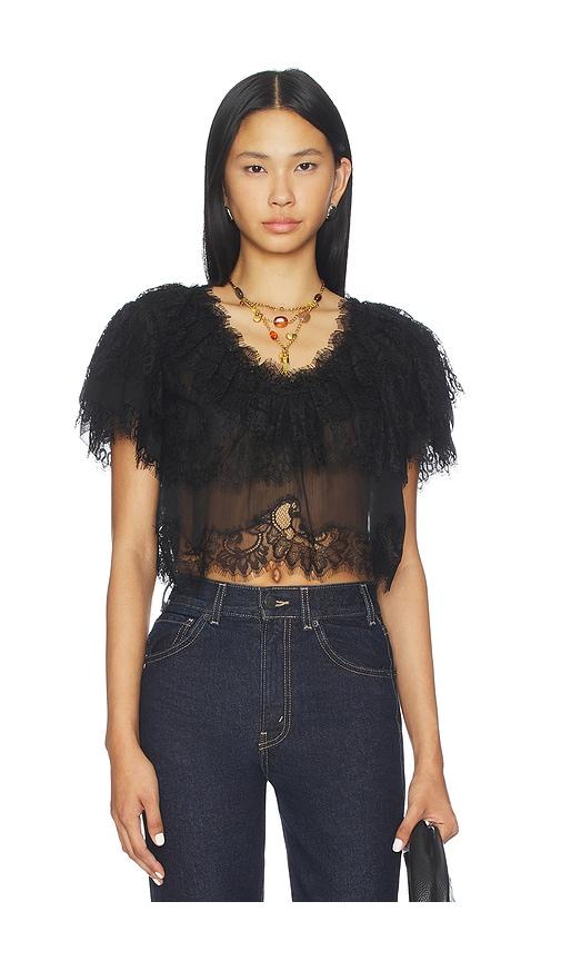 LoveShackFancy Vienne Top in Black by LOVESHACKFANCY