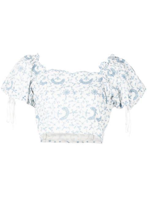 Melina broderie-anglaise crop top by LOVESHACKFANCY