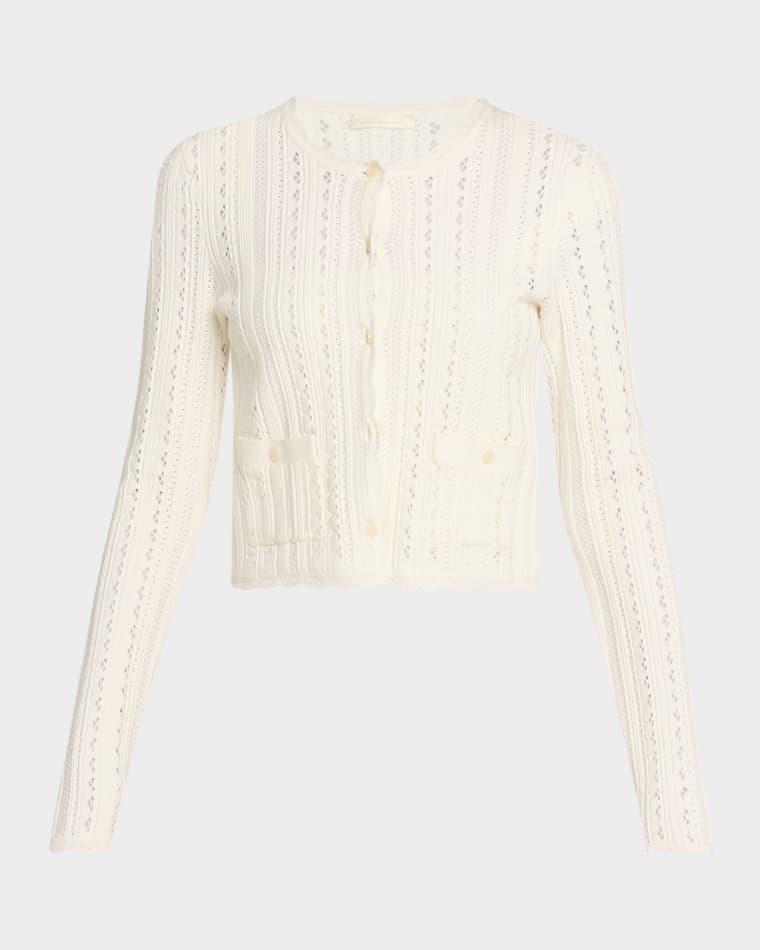 Peridot Pointelle Cardigan by LOVESHACKFANCY