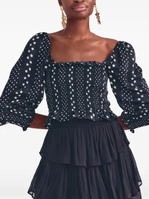 Russel star-print ruffled blouse by LOVESHACKFANCY