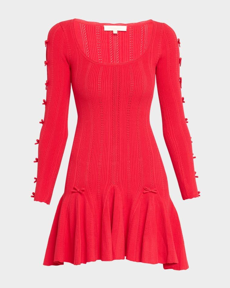 Seychelle Bow Pointelle Mini Dress by LOVESHACKFANCY
