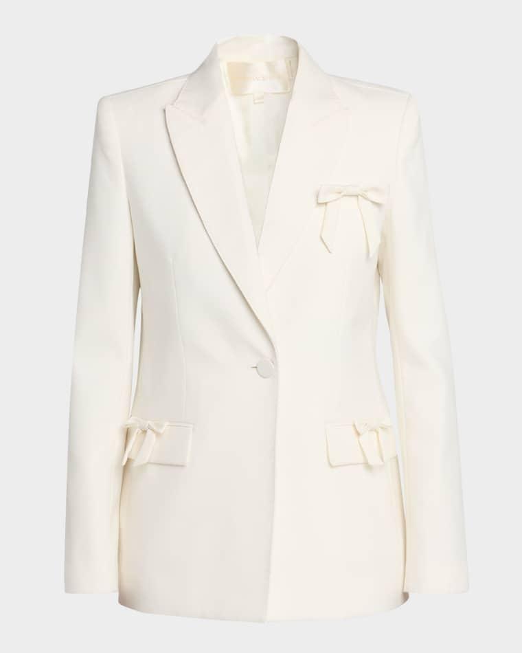 Shayne Wool-Blend Bow-Embellished Blazer by LOVESHACKFANCY