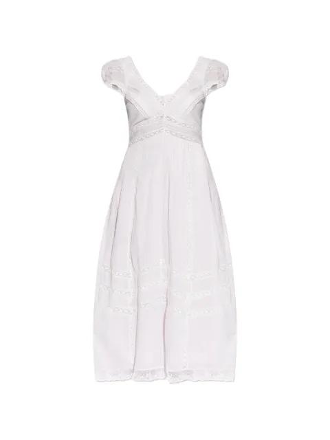Suvi lace V-neck midi dress by LOVESHACKFANCY