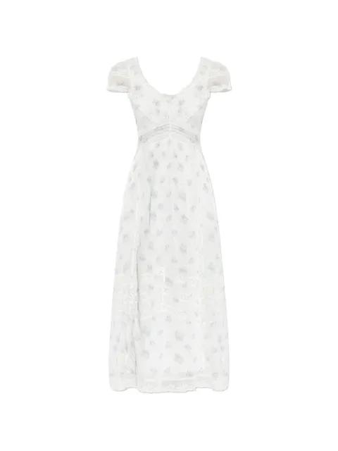 Suvi lace floral-print midi dress by LOVESHACKFANCY