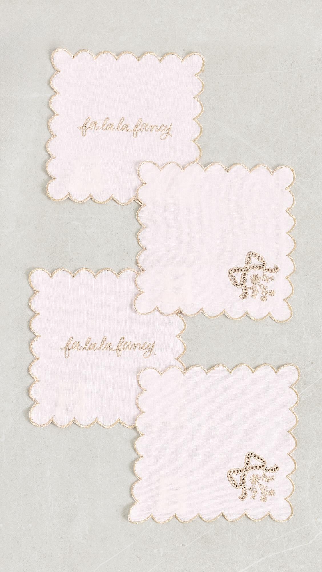 Winter Ribbon Cocktail Napkins by LOVESHACKFANCY