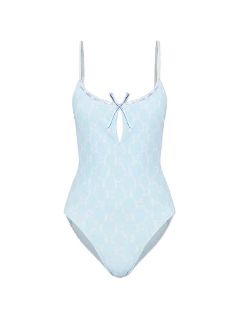 bow-detail lace-trim one-piece by LOVESHACKFANCY