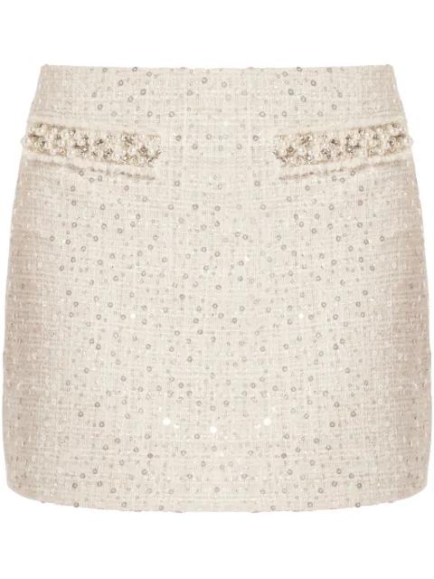 faux-pearl embellished mini skirt by LOVESHACKFANCY