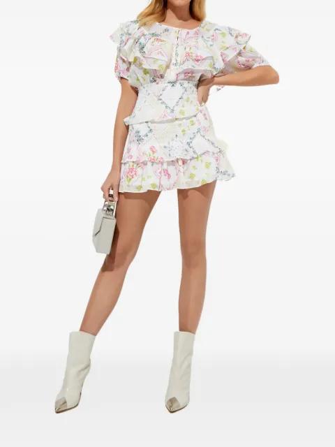 floral ruffled mini skirt by LOVESHACKFANCY