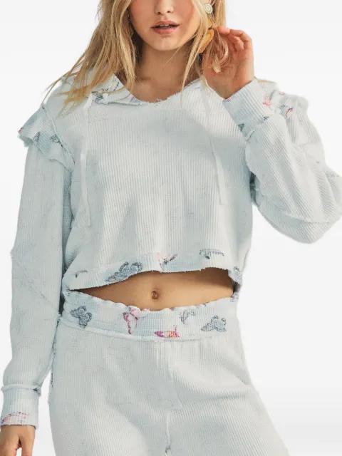 ruffled-detail butterfly-print hoodie by LOVESHACKFANCY