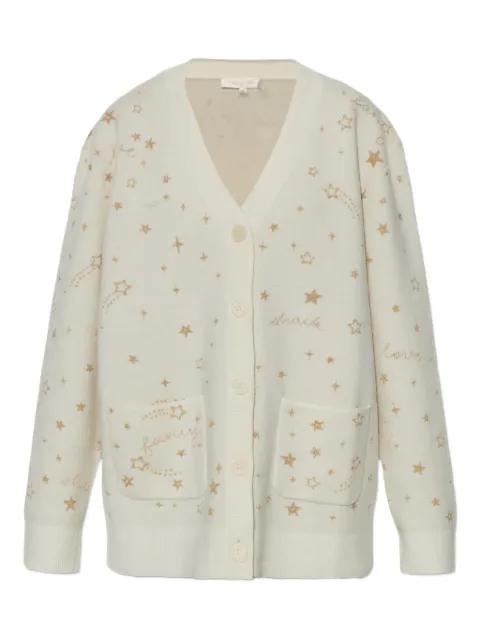 star-embellished patch-pocket cardigan by LOVESHACKFANCY