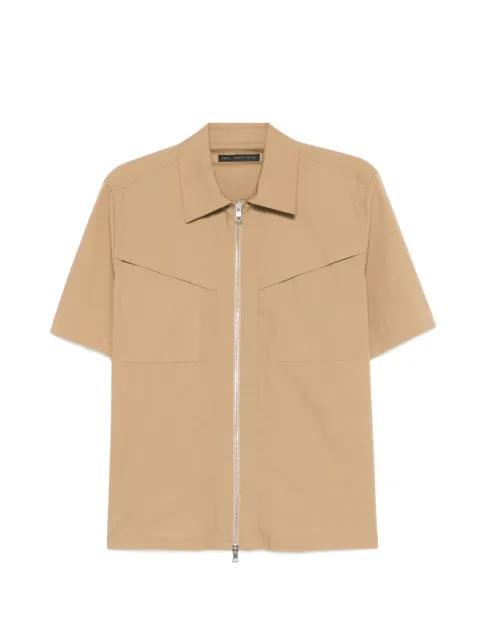 zip-up patch-pocket shirt by LOW BRAND