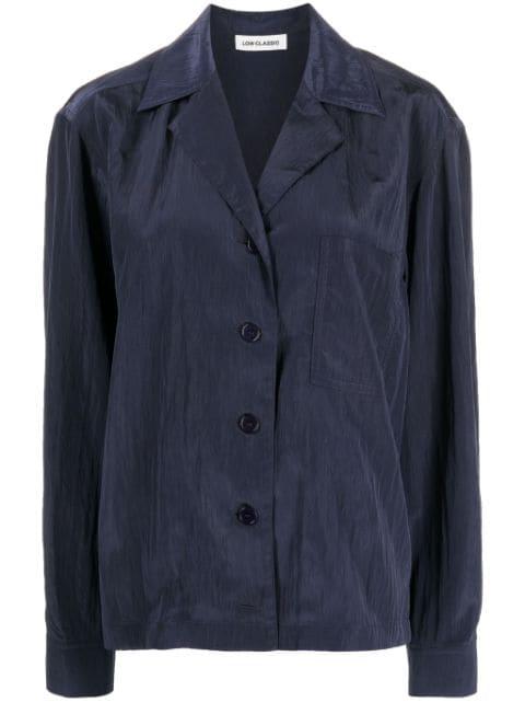 camp-collar crinkled shirt by LOW CLASSIC