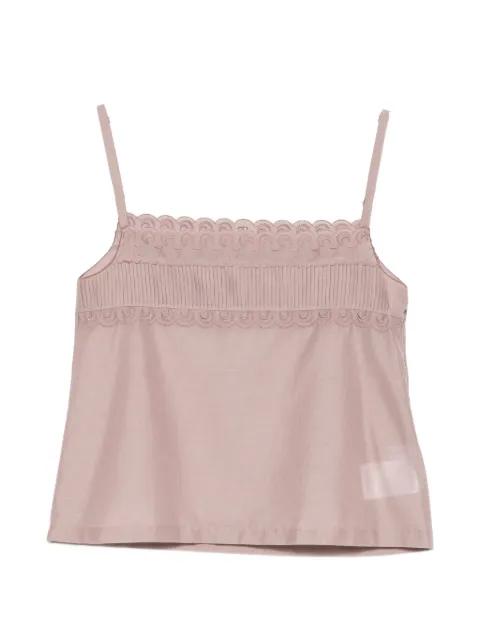 embroidered-detail top by LOW CLASSIC